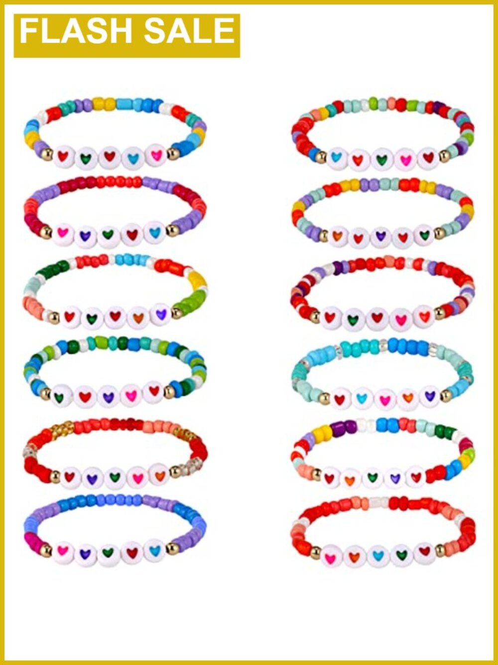 12pc Kids Friendship Bracelets Motivational Letter Resin Elastic